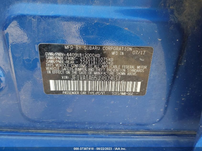 2018 SUBARU WRX - JF1VA1A65J9809637