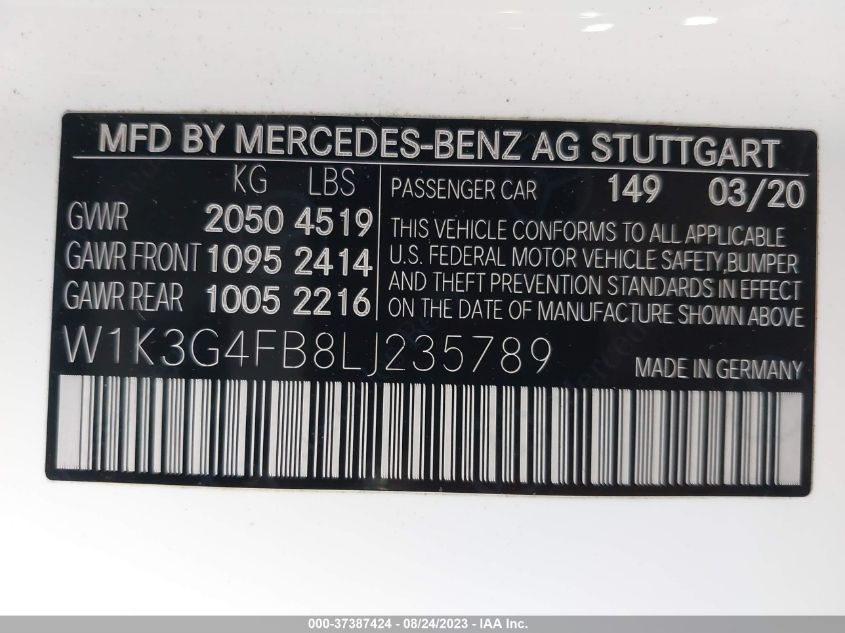 2020 MERCEDES-BENZ A-CLASS A 220 - W1K3G4FB8LJ235789
