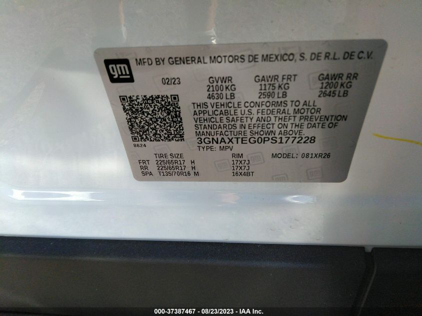 2023 CHEVROLET EQUINOX LT - 3GNAXTEG0PS177228