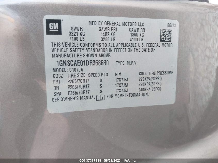 2013 CHEVROLET TAHOE LS - 1GNSCAE01DR368680