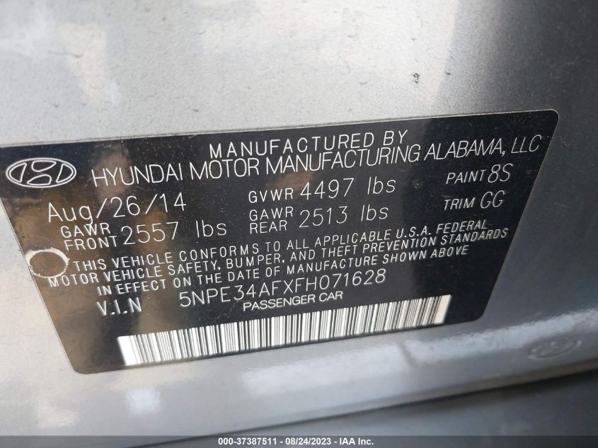 2015 HYUNDAI SONATA 2.4L - 5NPE34AFXFH071628