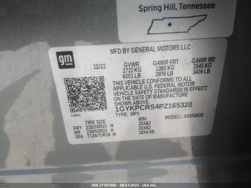 2023 CADILLAC XT6 FWD PREMIUM LUXURY 1GYKPCRS4PZ165320