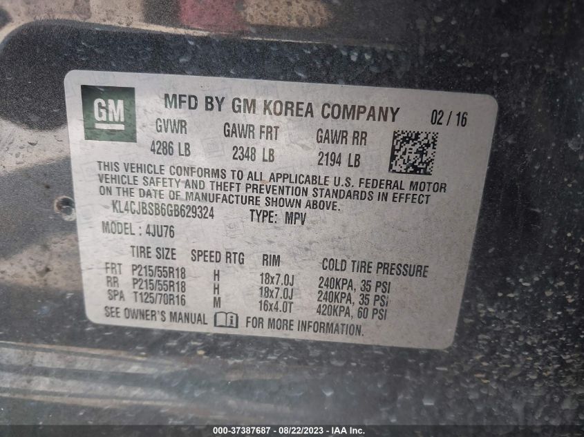2016 BUICK ENCORE CONVENIENCE - KL4CJBSB6GB629324