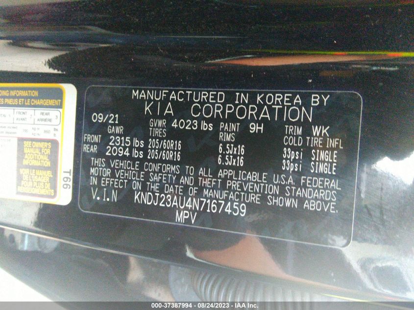 2022 KIA SOUL LX - KNDJ23AU4N7167459