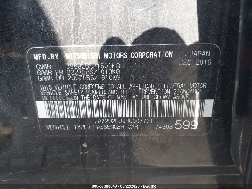 2017 MITSUBISHI LANCER ES/LE - JA32U2FU9HU007731