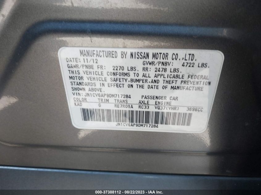 2013 INFINITI G37 JOURNEY - JN1CV6AP9DM717284