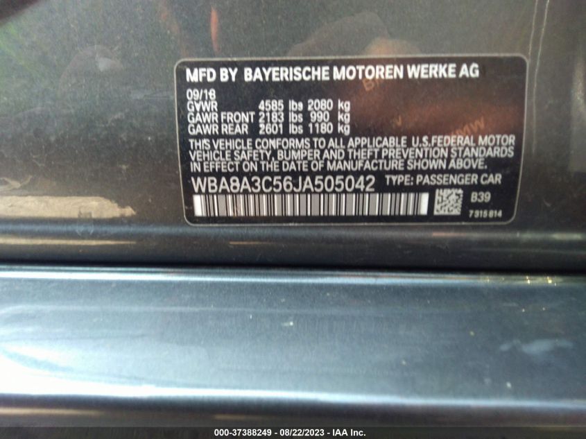 2018 BMW 3 SERIES 320I XDRIVE - WBA8A3C56JA505042