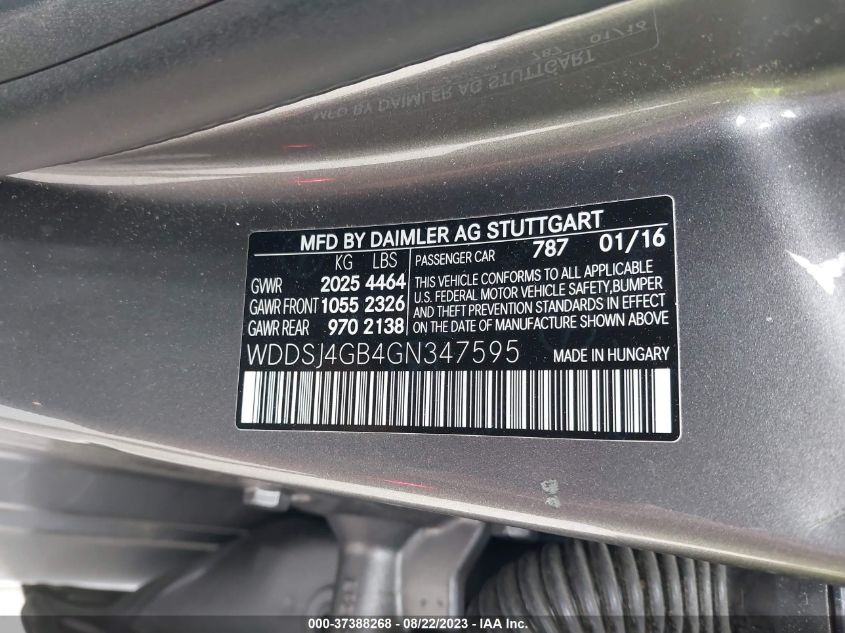 2016 MERCEDES-BENZ CLA CLA 250 - WDDSJ4GB4GN347595