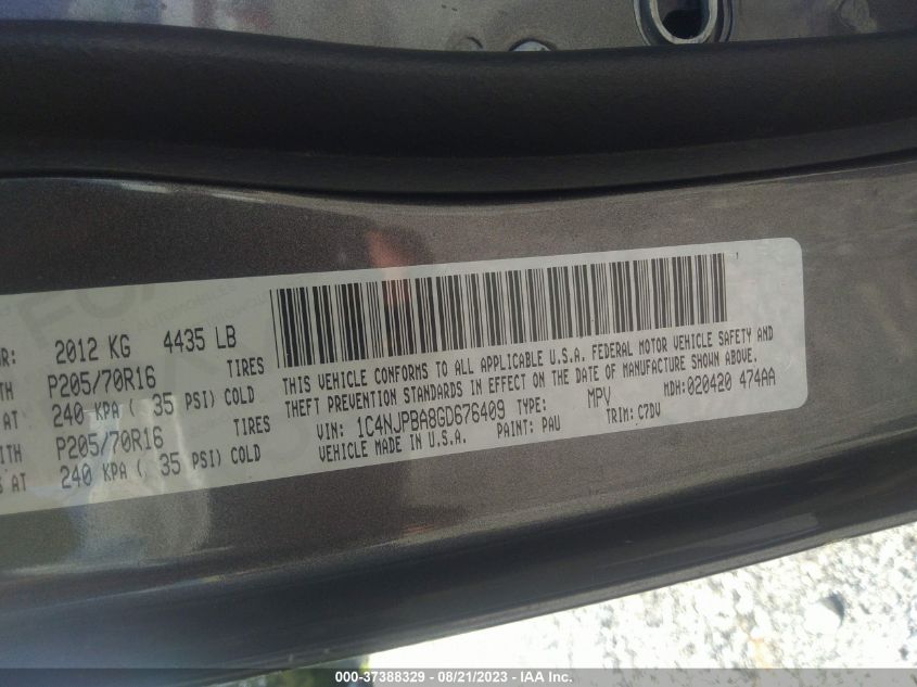 2016 JEEP PATRIOT SPORT - 1C4NJPBA8GD676409