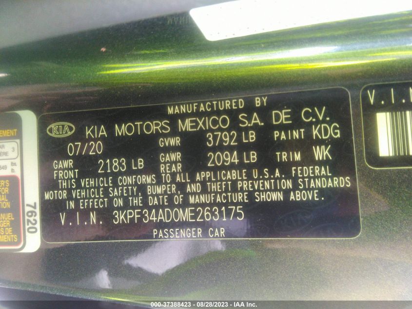 2021 KIA FORTE GT LINE - 3KPF34AD0ME263175
