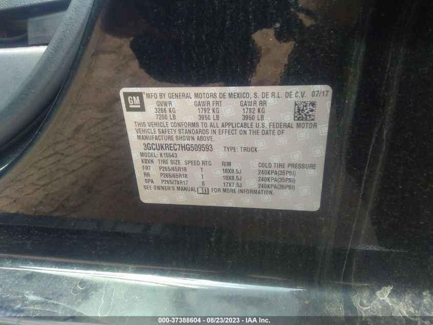 2017 CHEVROLET SILVERADO 1500 LT - 3GCUKREC7HG509593