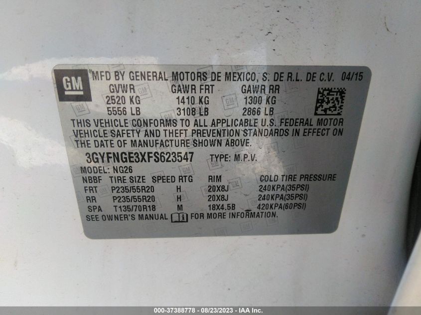 2015 CADILLAC SRX PREMIUM COLLECTION - 3GYFNGE3XFS623547