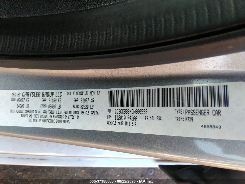 2013 CHRYSLER 200 TOURING - 1C3CCBBBXDN600598
