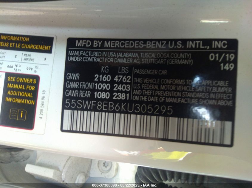 2019 MERCEDES-BENZ C-CLASS C 300 - 55SWF8EB6KU305295