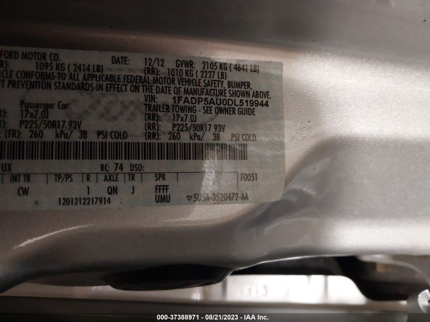 2013 FORD C-MAX HYBRID SE - 1FADP5AU0DL519944