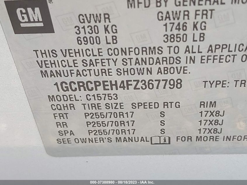 2015 CHEVROLET SILVERADO 1500 WORK TRUCK - 1GCRCPEH4FZ367798