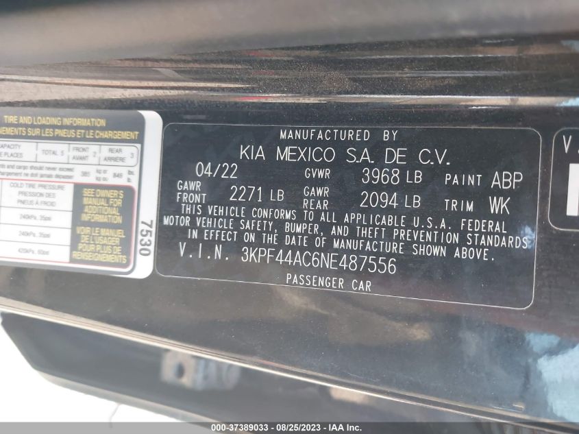 2022 KIA FORTE GT - 3KPF44AC6NE487556