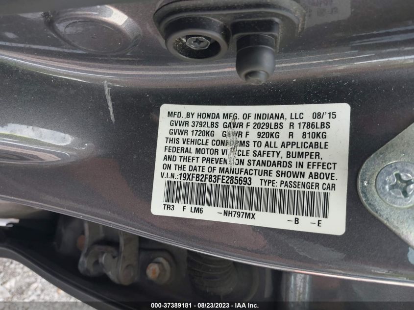 2015 HONDA CIVIC SEDAN EX - 19XFB2F83FE285693