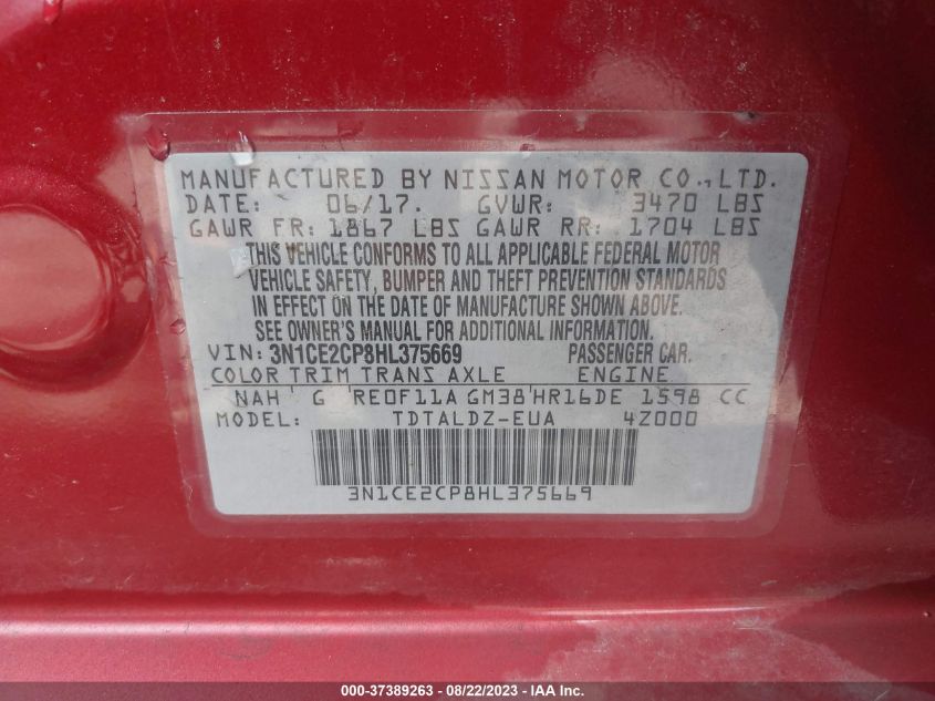 2017 NISSAN VERSA NOTE SV - 3N1CE2CP8HL375669