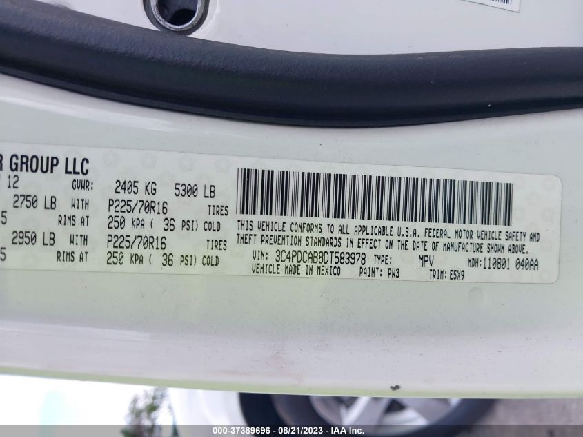 2013 DODGE JOURNEY SE - 3C4PDCAB8DT583978
