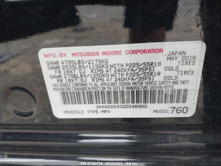 2016 MITSUBISHI OUTLANDER ES - JA4AD2A33GZ048900