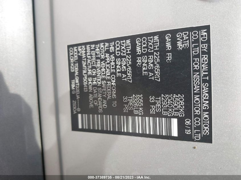 2020 NISSAN ROGUE SV - KNMAT2MT9LP501413