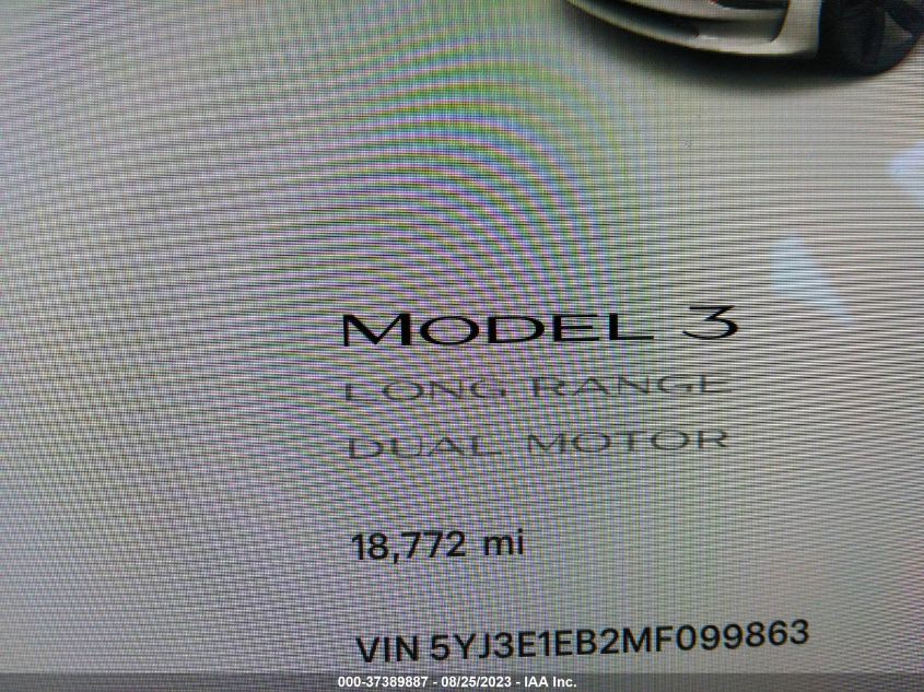 2021 TESLA MODEL 3 LONG RANGE - 5YJ3E1EB2MF099863