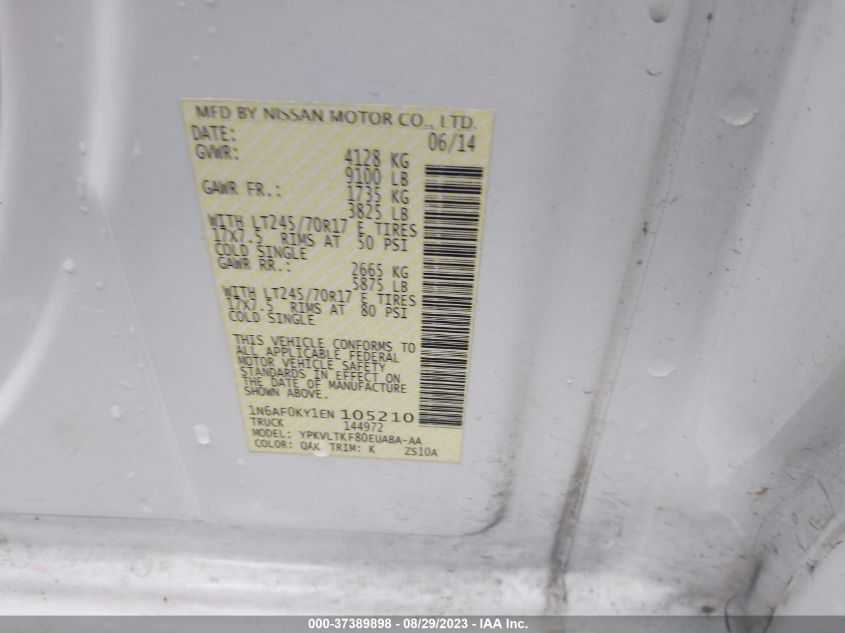 2014 NISSAN NV CARGO NV2500 HD S V8/SV V8 1N6AF0KY1EN105210
