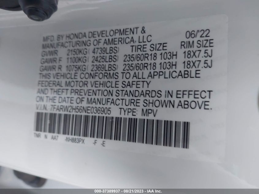 2022 HONDA CR-V EX - 7FARW2H56NE036905