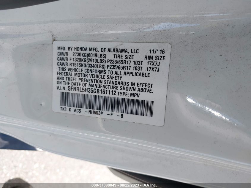 2016 HONDA ODYSSEY SE - 5FNRL5H35GB161112