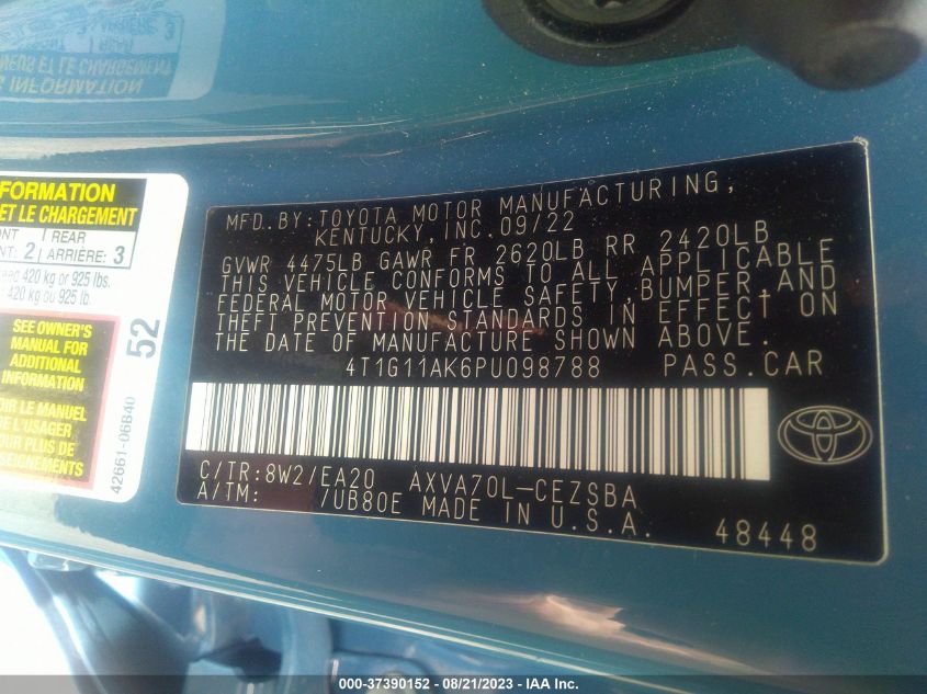 2023 TOYOTA CAMRY SE/SE NIGHTSHADE - 4T1G11AK6PU098788