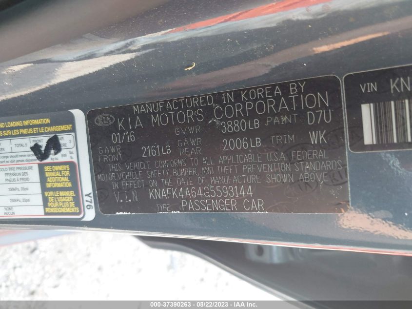 2016 KIA FORTE LX - KNAFK4A64G5593144