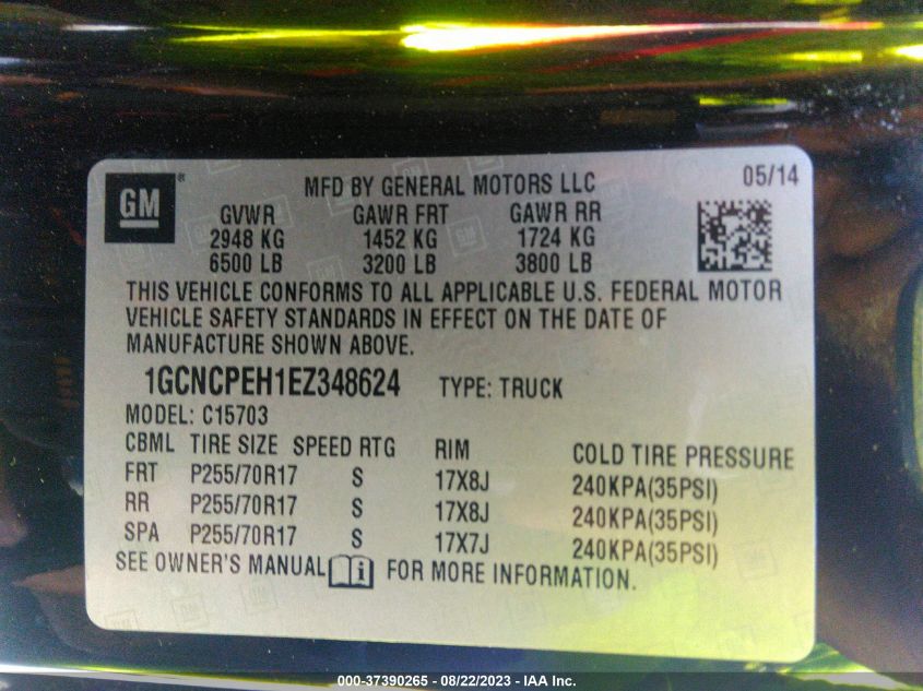 2014 CHEVROLET SILVERADO 1500 WORK TRUCK - 1GCNCPEH1EZ348624