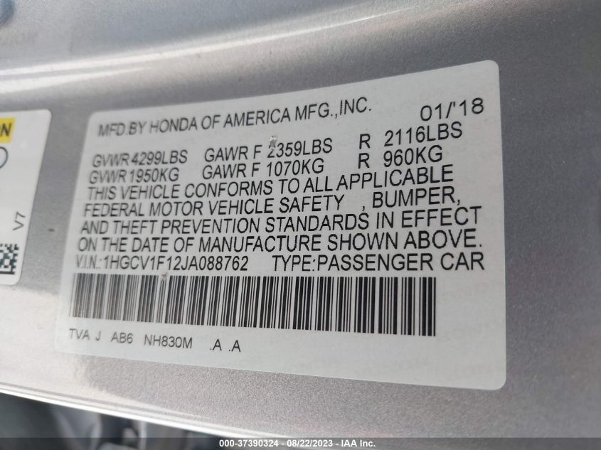 2018 HONDA ACCORD SEDAN LX 1.5T - 1HGCV1F12JA088762