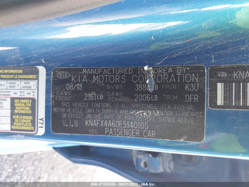 2014 KIA FORTE LX - KNAFX4A60E5140105