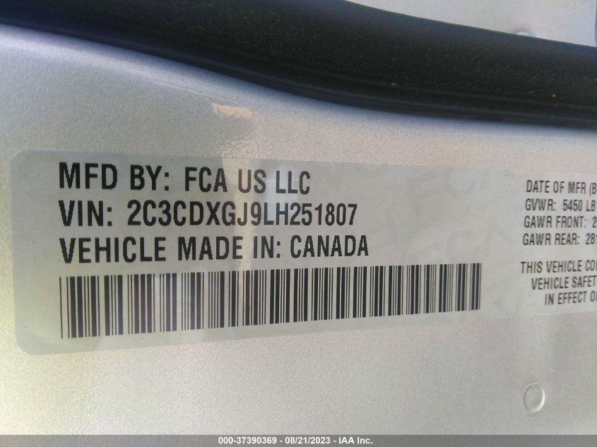 2020 DODGE CHARGER SCAT PACK - 2C3CDXGJ9LH251807