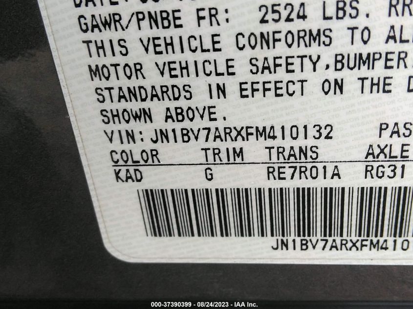 2015 INFINITI Q50 PREMIUM - JN1BV7ARXFM410132