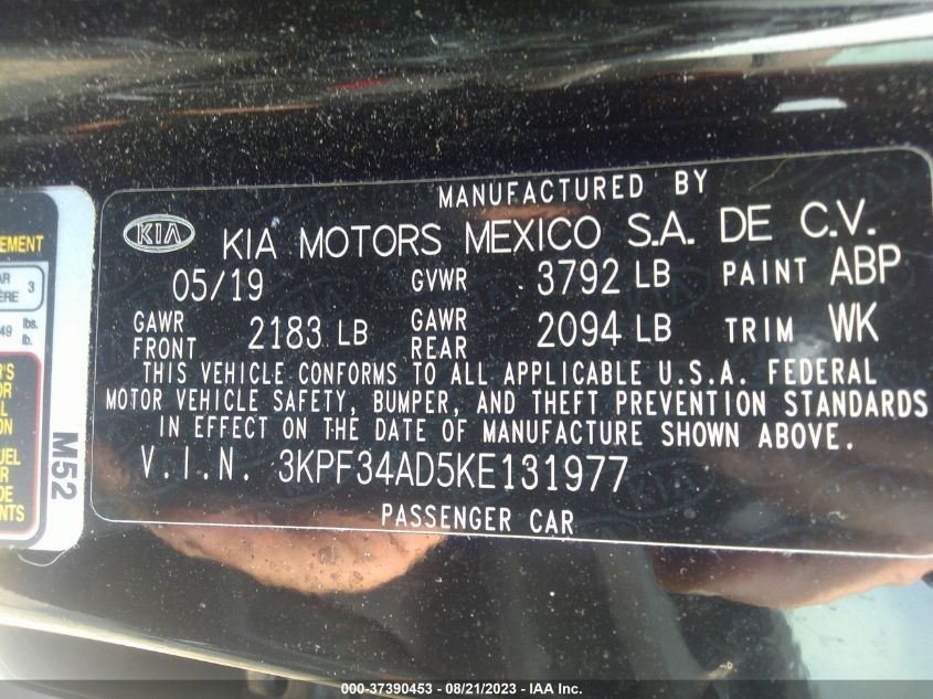 2019 KIA FORTE S - 3KPF34AD5KE131977