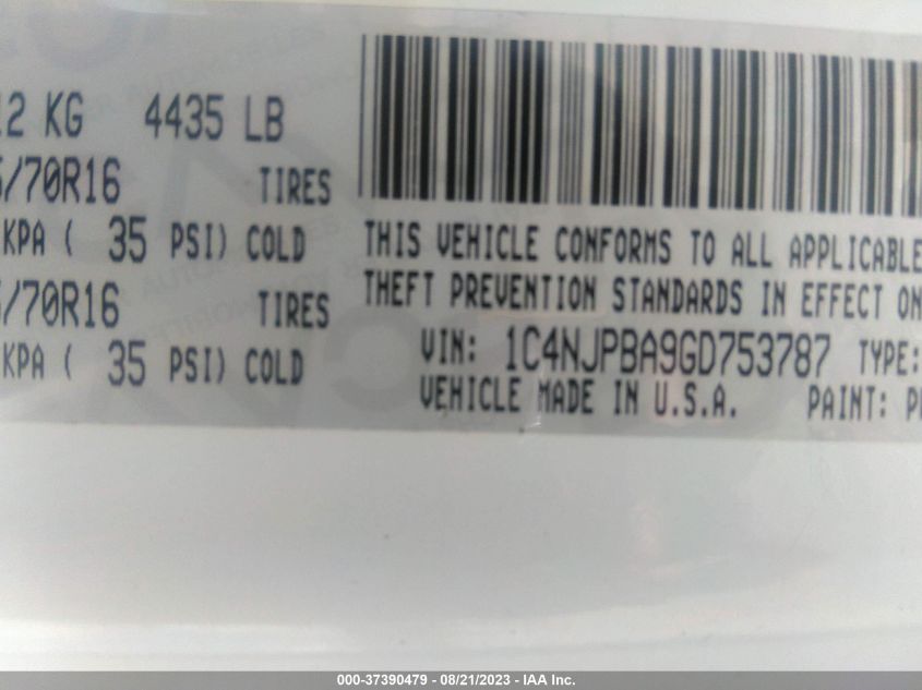 2016 JEEP PATRIOT SPORT - 1C4NJPBA9GD753787
