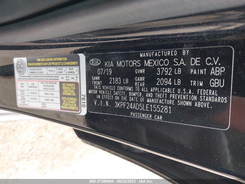 2020 KIA FORTE LXS - 3KPF24AD5LE155281