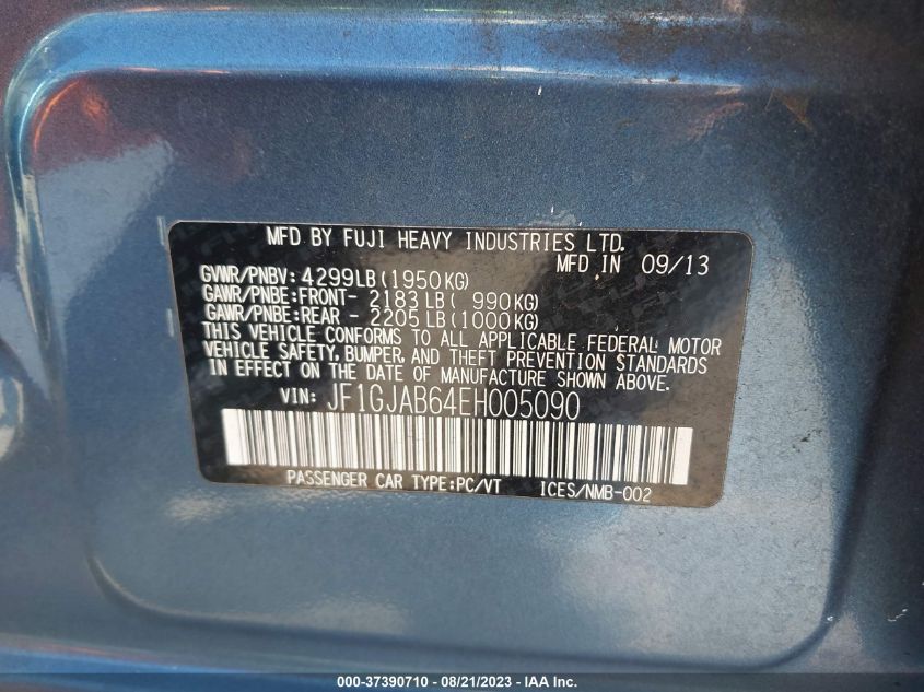 2014 SUBARU IMPREZA SEDAN PREMIUM - JF1GJAB64EH005090