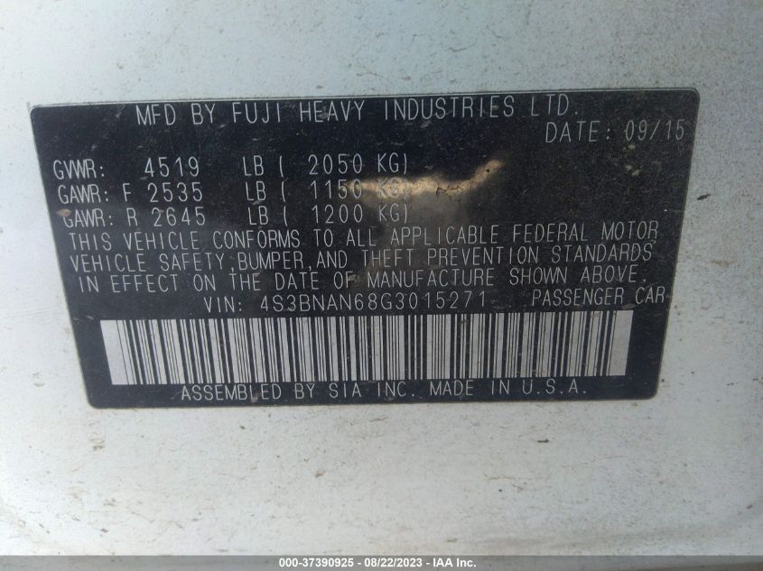 2016 SUBARU LEGACY 2.5I LIMITED - 4S3BNAN68G3015271