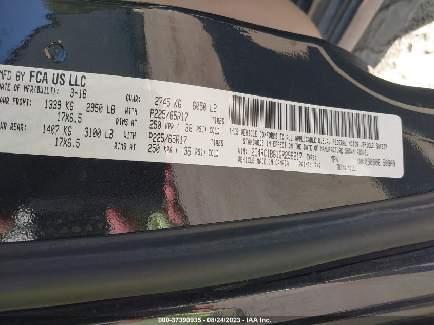 2016 CHRYSLER TOWN & COUNTRY TOURING - 2C4RC1BG1GR298217