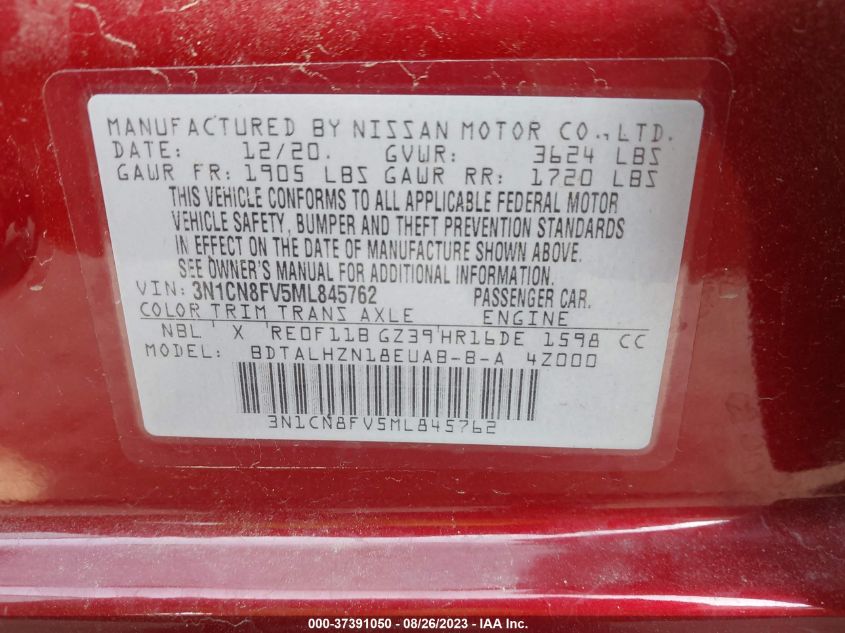 2021 NISSAN VERSA SR - 3N1CN8FV5ML845762