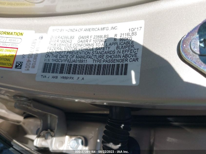 2018 HONDA ACCORD SEDAN EX-L NAVI 1.5T - 1HGCV1F62JA016911