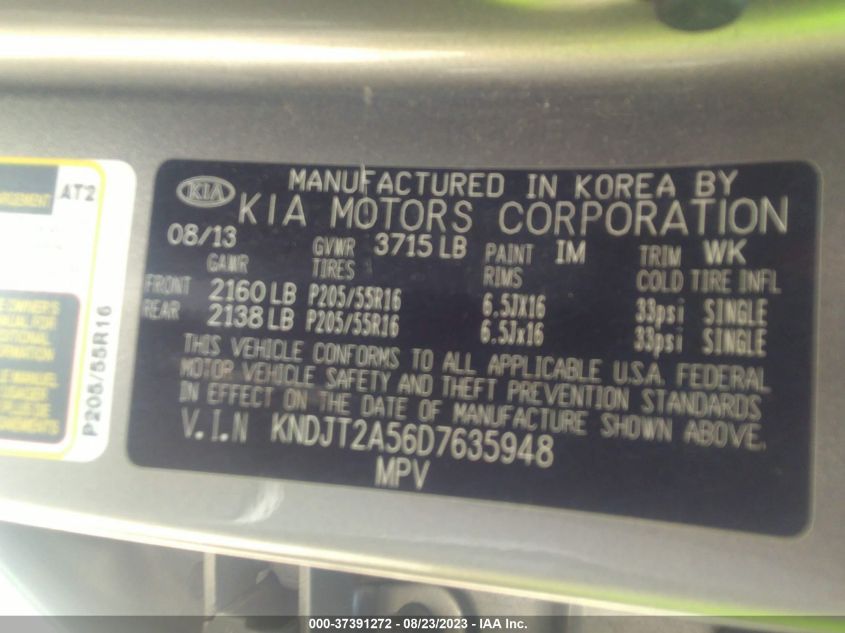 2013 KIA SOUL BASE - KNDJT2A56D7635948