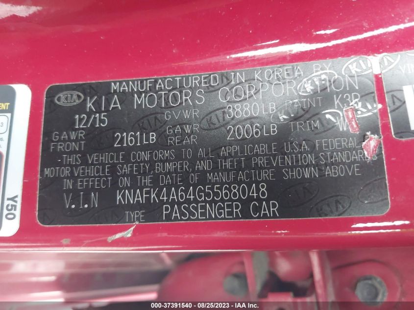 2016 KIA FORTE LX - KNAFK4A64G5568048