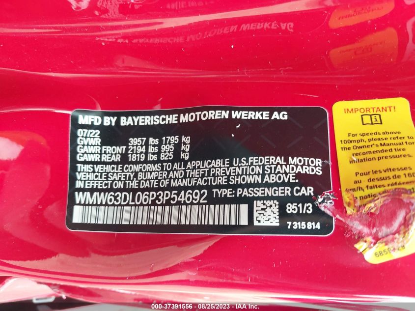 2023 MINI CONVERTIBLE JOHN COOPER WORKS WMW63DL06P3P54692