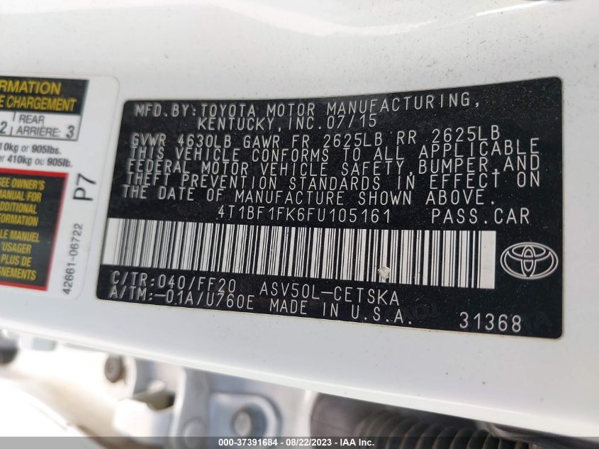 2015 TOYOTA CAMRY SE - 4T1BF1FK6FU105161