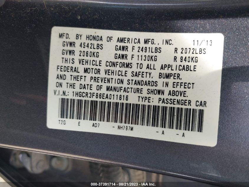 2014 HONDA ACCORD SEDAN EX-L - 1HGCR3F86EA011816